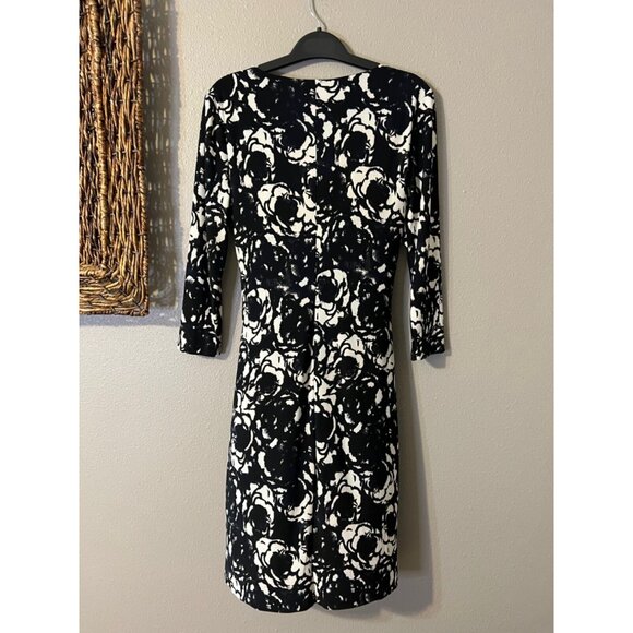Chaps Ralph Lauren Dress Black White S P Small Petite Stretch Washable NEW - Picture 6 of 6